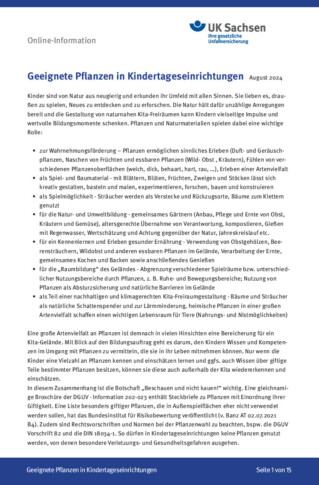 Online Info Geeignete Pflanzen in Kindertageseinrichtungen
